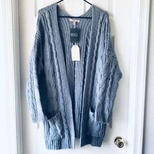 *NWT* Steel Blue Chunky Cable Cardigan